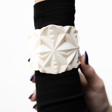 Vegan Ivory Etched Cross Baroque Cuff