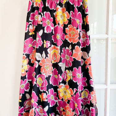 90s Bright Floral Flow Skirt, sz. L