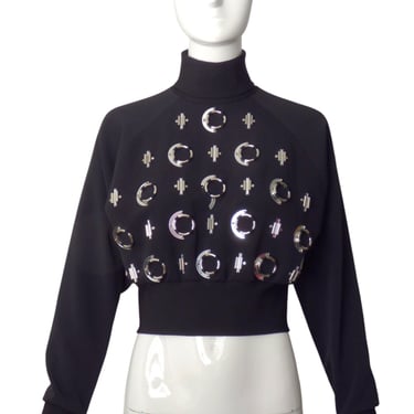 DAVID KOMA- NWT Black Embellished Knit Sweatshirt, Size 2