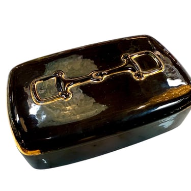 Gucci Ceramic Catchall with Gilt Box, Italy 1980s