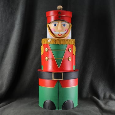 Vintage Stacking Toy Soldier Tins | Christmas Stacking Tins | Vintage Christmas Tin Toy Soldier | Tin Soldier Decor | Bixley Shop 