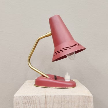 Movable Retro Table Lamp | Bedside Light | Red | Yugoslavia | 70s | 