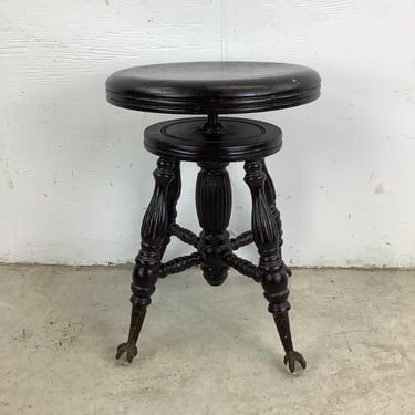 Antique Eastlake Swivel Stool With Glass Ball Feet 