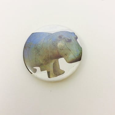 Hippo Button, Vintage Gray & White Hippopotamus 2