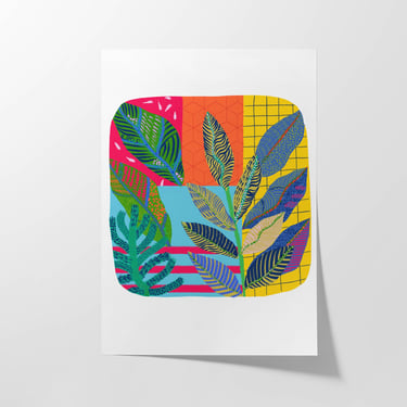 Bold Greenery Art Print - Colorful Eclectic Poster, Trendy Wall Art for Dorm Rooms & Home Decor 