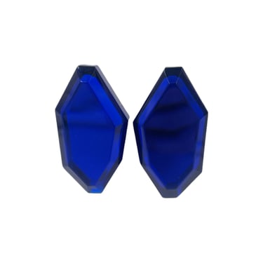Large Sapphire Colored Clip Earrings 