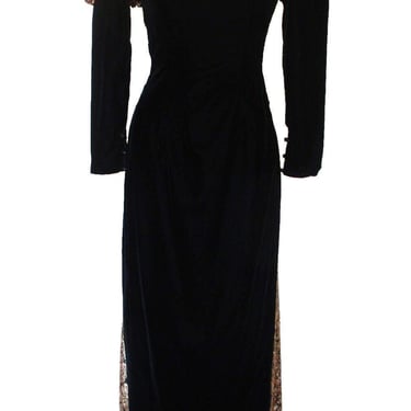 Black Velvet Dress, Vintage Jessica McClintock, Corset Gown, S Women, Black Velvet, Gold Brocade 