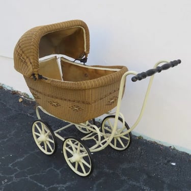 Early 1900s Victorian Wicker Baby Doll Stroller Carriage 5342