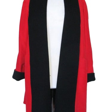 Swing Coat, Vintage Steve By Searle, Size 4 Women, Red Black, Wool Lining, Peacoat Jacket 