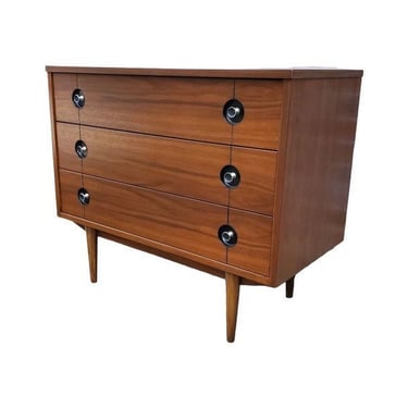 Free Shipping Within Continental US - Vintage Mid Century Modern Walnut 3 Drawer Dresser Cabinet Storage 