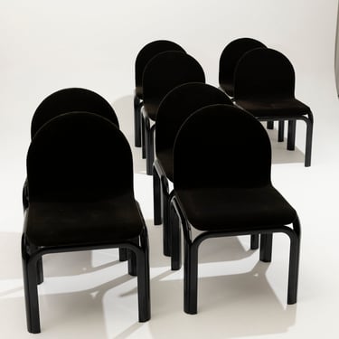 SET DE 8 CHAISES ORSAY EN VELOURS, GAE AULENTI, 1970s