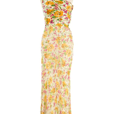 Christian Dior Floral Chiffon Bias Gown