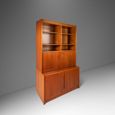 Danish Modern China Cabinet in Teak with Secretary Drop Down Desk Top in the Manner of Poul Hundevad, Denmark, c. 1970's 