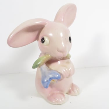 Vintage Lavender Ceramic Rabbit Cotton Ball Holder - Soft Pinkish Lavender Made in Germany Rabbit 