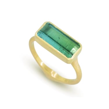 Judi Powers | Green Tourmaline Emerald Cut Corazon Ring