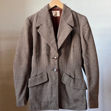 Sm Med, Vintage Jaeger Wool Tweed Blazer Jacket, Brown, Fall, C 