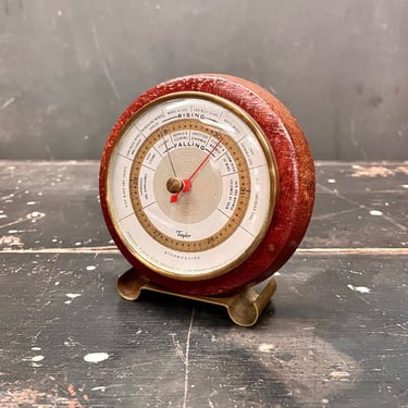 Vintage Taylor Barometer Wood Brass Mid-Century Design 