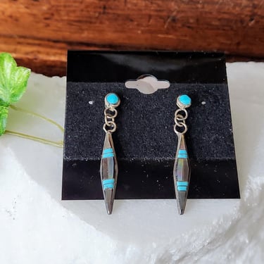 Sterling & Blue Turquoise Earrings~Vintage Navajo Jewelry~Gifts for her 