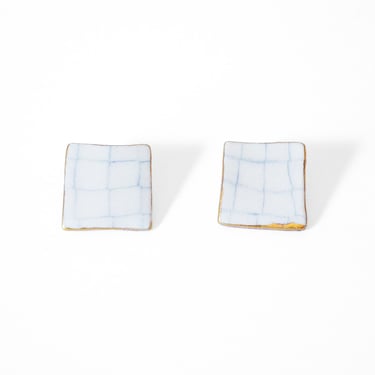 Gold-Plated Nerikomi Porcelain Square Earrings