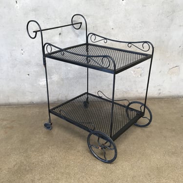 Vintage Wrought Iron Rolling Cart