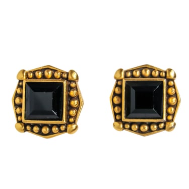 Yves Saint Laurent - Gold &amp; Black Statement Clip-On Earrings