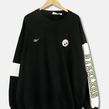 Vintage NFL Steelers Reebok Sleeve Embroidered Crewneck Sweatshirt Sz XXL