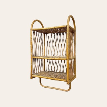 Vintage Rattan Wall Rack Retro 1980s Bohemian + 3 Woven Shelves + Hang ...