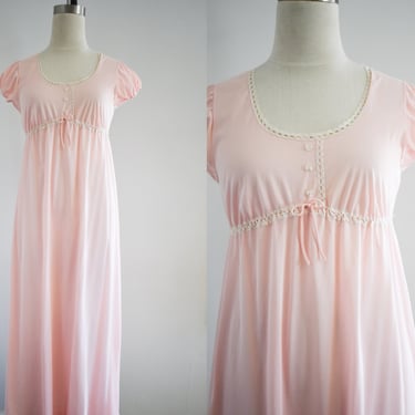 1960s Pink Empire Waist Night Gown 
