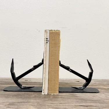 Iron Anchor Bookends | Black Iron Nautical Book Ends | Bookshelf Decor | Vintage Ship  | Sea Sailing Lake House Industrial Cottage | Library 