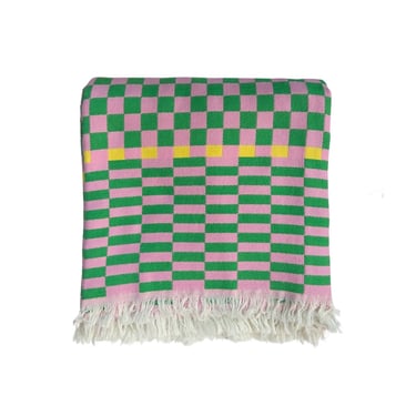 100% Cotton Pembe Checkered Jacquard &quot;Pike&quot; Blanket