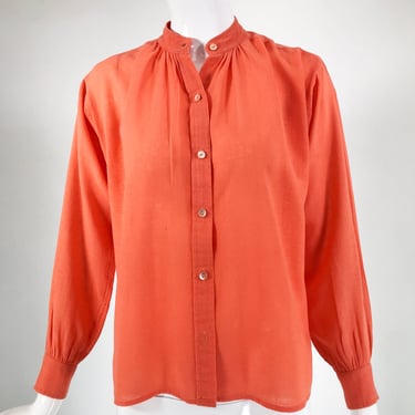 Yves Saint Laurent Rive Gauche Orange Cotton Gauze Blouse 1960s