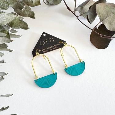 Half Moon Earrings in Mirrored Teal