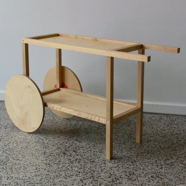 Vintage Ikea Plywood Bar Cart Inspired by Alvar Aalto 