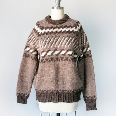 1970s Sweater Wool Knit Crewneck S 