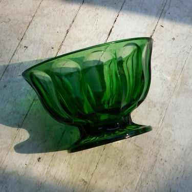 Vintage Verde Glass Pedestal Bowl