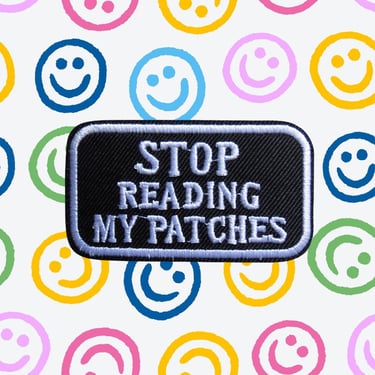 Stop Reading My Patches Patch - Retro 70s Patches - 1970s Vintage Hippie Style Iron On - Crafting Projects Denim Jacket Hats Backpacks 