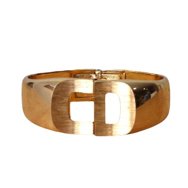 CHRISTIAN DIOR- 1980s Gold Tone Clamper Bracelet