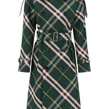 Burberry Kensington Trench Coat With Check Pattern Women