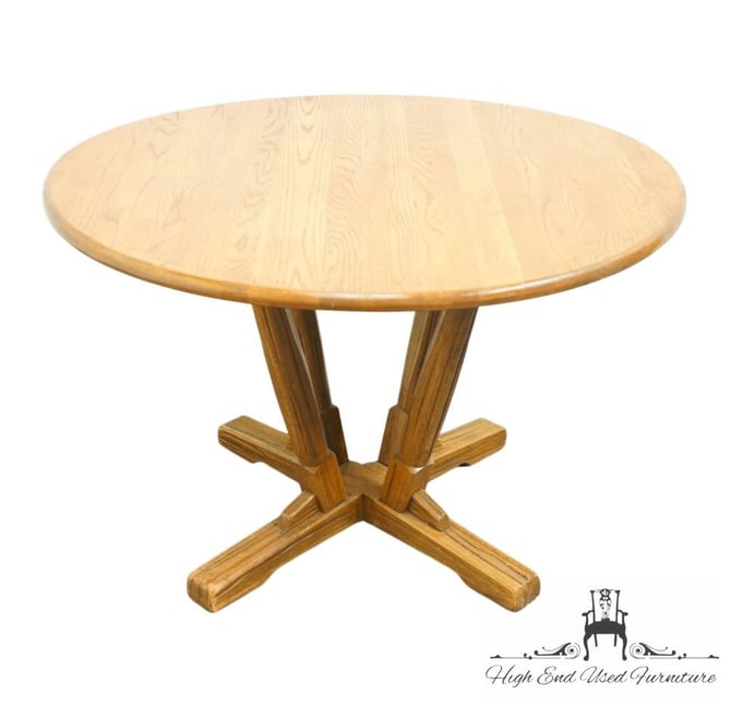 BRANDT RANCH OAK Solid Oak Rustic Americana 44" Round Dining Table 2906