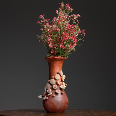 Terracotta Vase - Applied Flowers