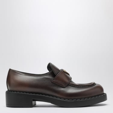 Prada Chocolate Dark Brown Brushed Leather Moccasin Women