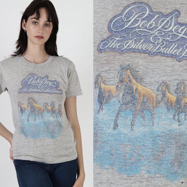 Vintage 80s Bob Seger Horses T Shirt, Thin 1983 Silver Bullet Band Tee, The Distance Concert Tour Top 