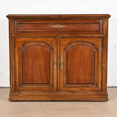 French Regency Louis XVI Cherry Wood Flip Top Server or Bar Cabinet by White Furniture