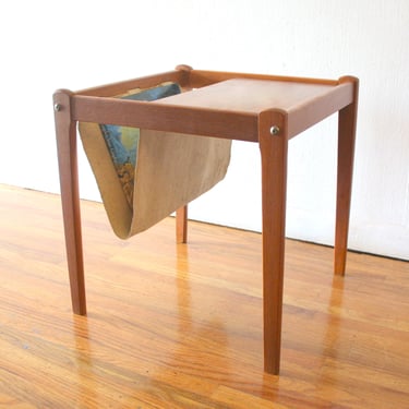 Mid Century Modern Danish Teak Magazine Rack Side Table by Aksel Kjersgaard