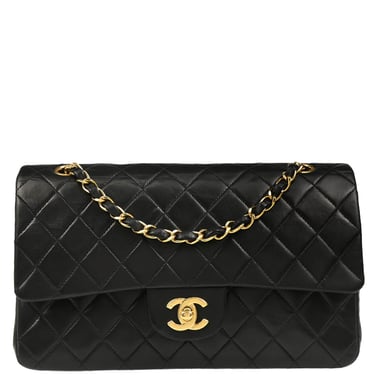Chanel 2001-2003 Black Lambskin Medium Classic Double Flap Shoulder Bag