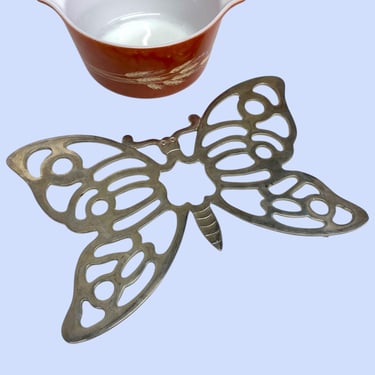 Vintage Butterfly Trivet Retro 1970s Mid Century Modern + F.B. Rogers-Italy + Silver Metal + Hot Pot Riser + Kitchen Table Saver 