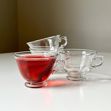 Vintage Clear Century Style Tea Cup Set by Fostoria (Set of 4) 
