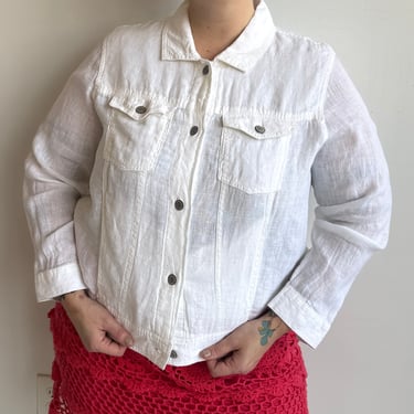 Vintage - White Linen Jacket (XL/1X)