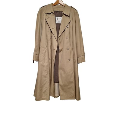 Women's 18.5 London Fog Double Breasted Trenchcoat Overcoat Tan Fur Lined Belted 