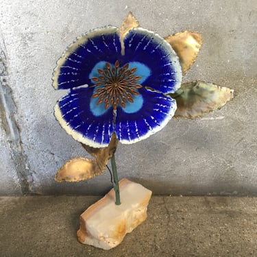 Signed C. Jere Enamel Flower Sculpture